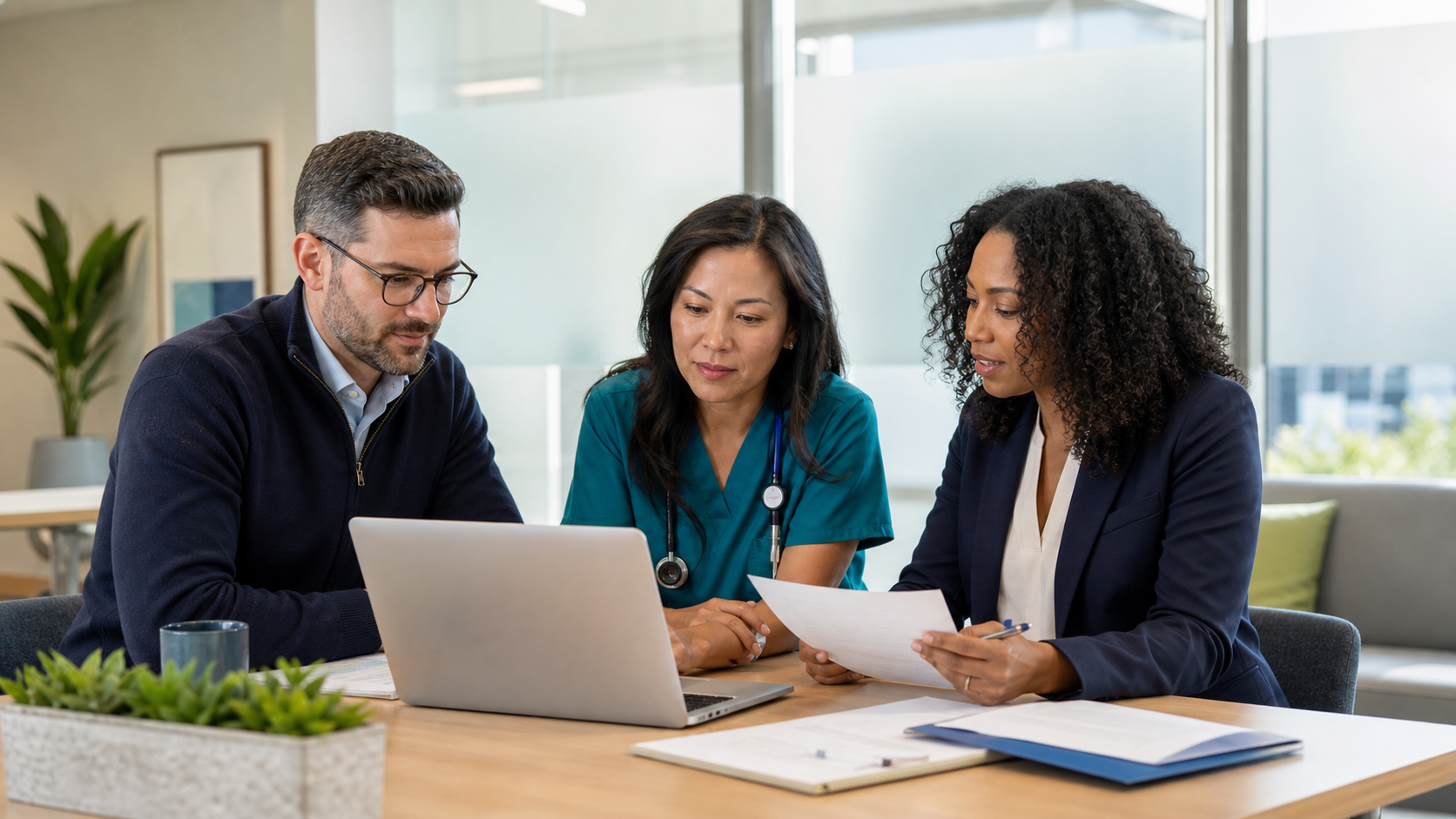 Specialty practice leaders reviewing EHR security and responsible access procedures